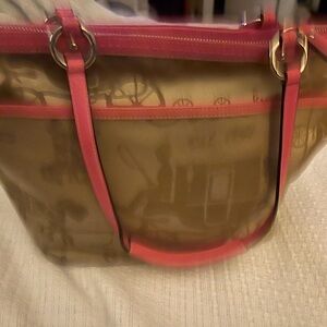 Stylish tan and Pink Women's coach Bag